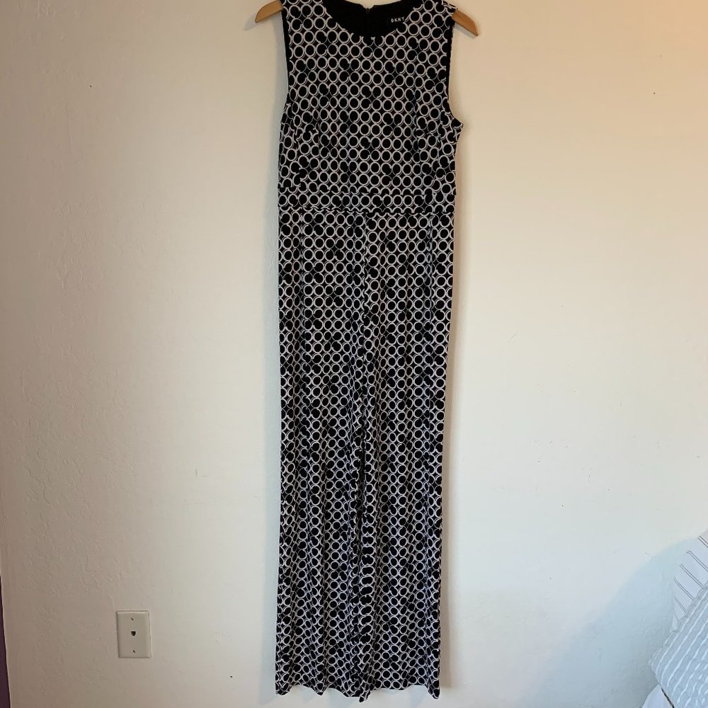 DKNY Black & White Geometric Jumpsuit Size 10